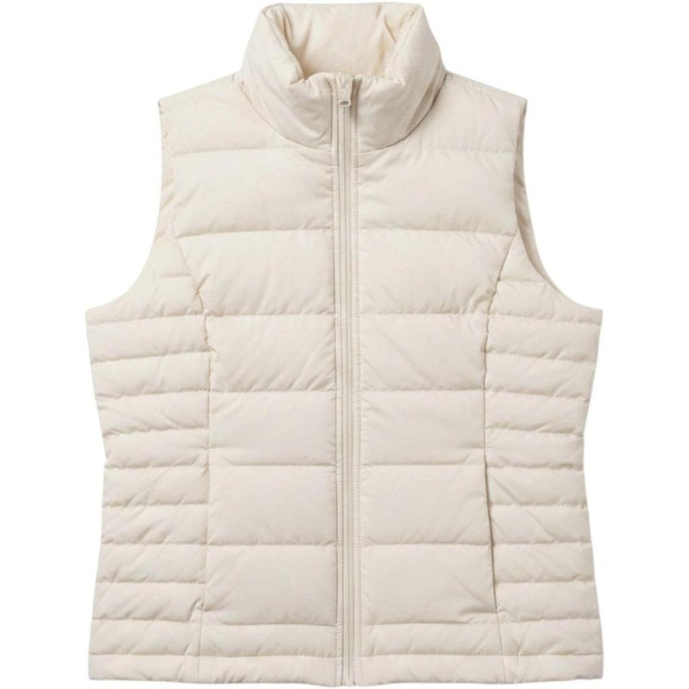 Lands End Womens Cream Down Filled Puffer Vest Horizontal Quilted Size S